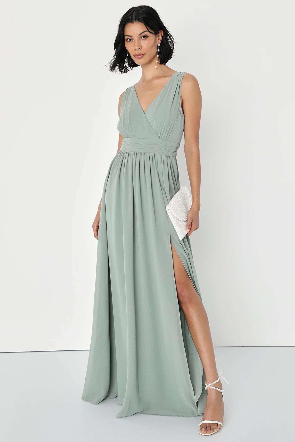 Thoughts of Hue Sage Brush Surplice Maxi Dress | Lulus (US)