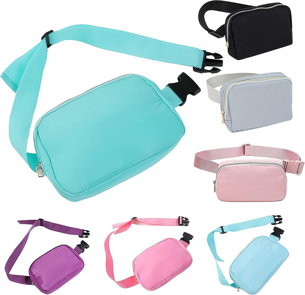 Fanny Packs for Women & Men-Mini Nylon Waist pack with 4 Zipper Pockets Belt bag with Adjustable Str | Amazon (US)