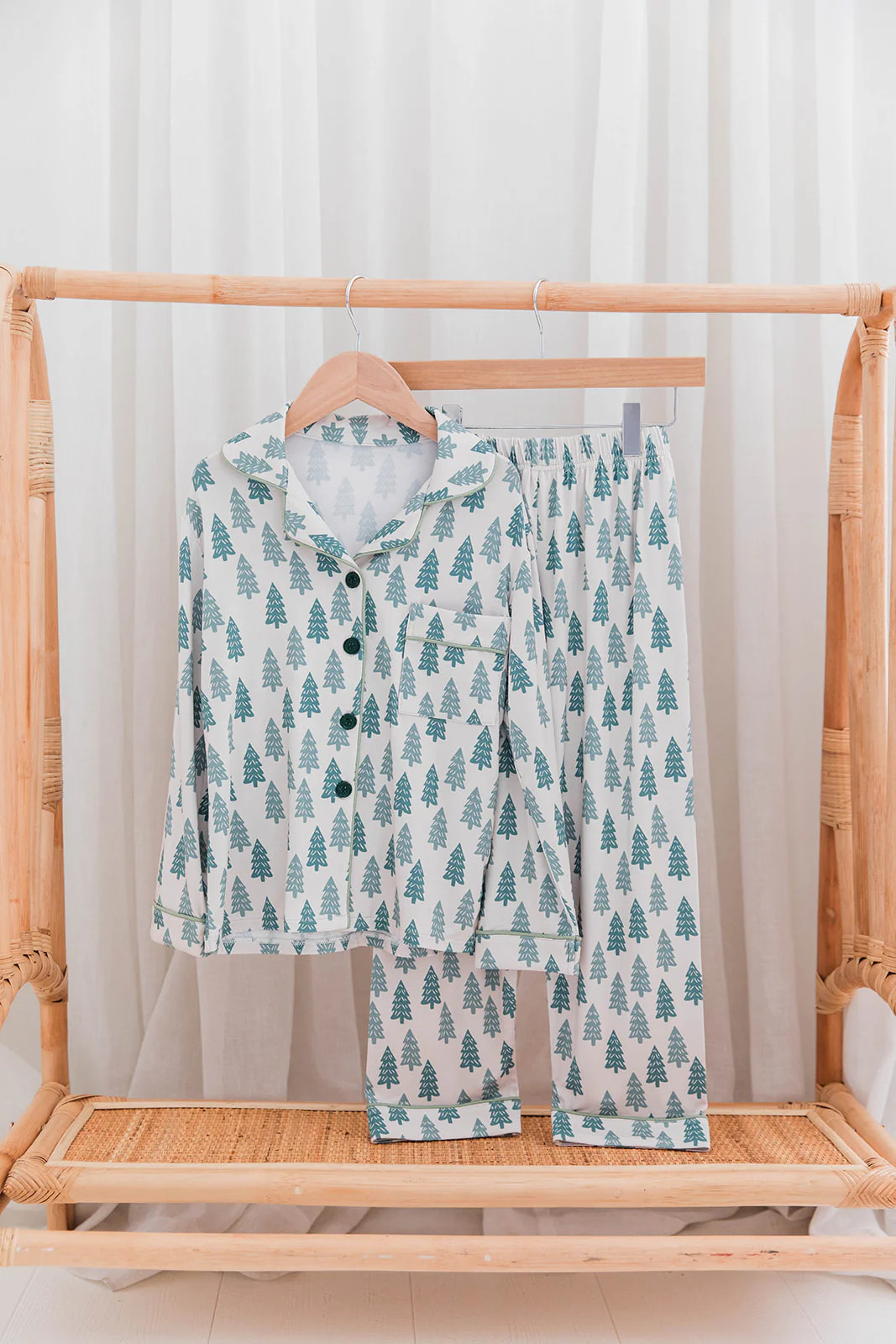 Toddler Evergreen Button-Down Two-Piece Set | Evergreen Tree Print Christmas | Ollie's Day