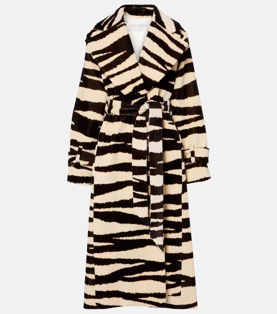 Nina Ricci Zebra-print cotton velvet wrap coat | Mytheresa (UK)