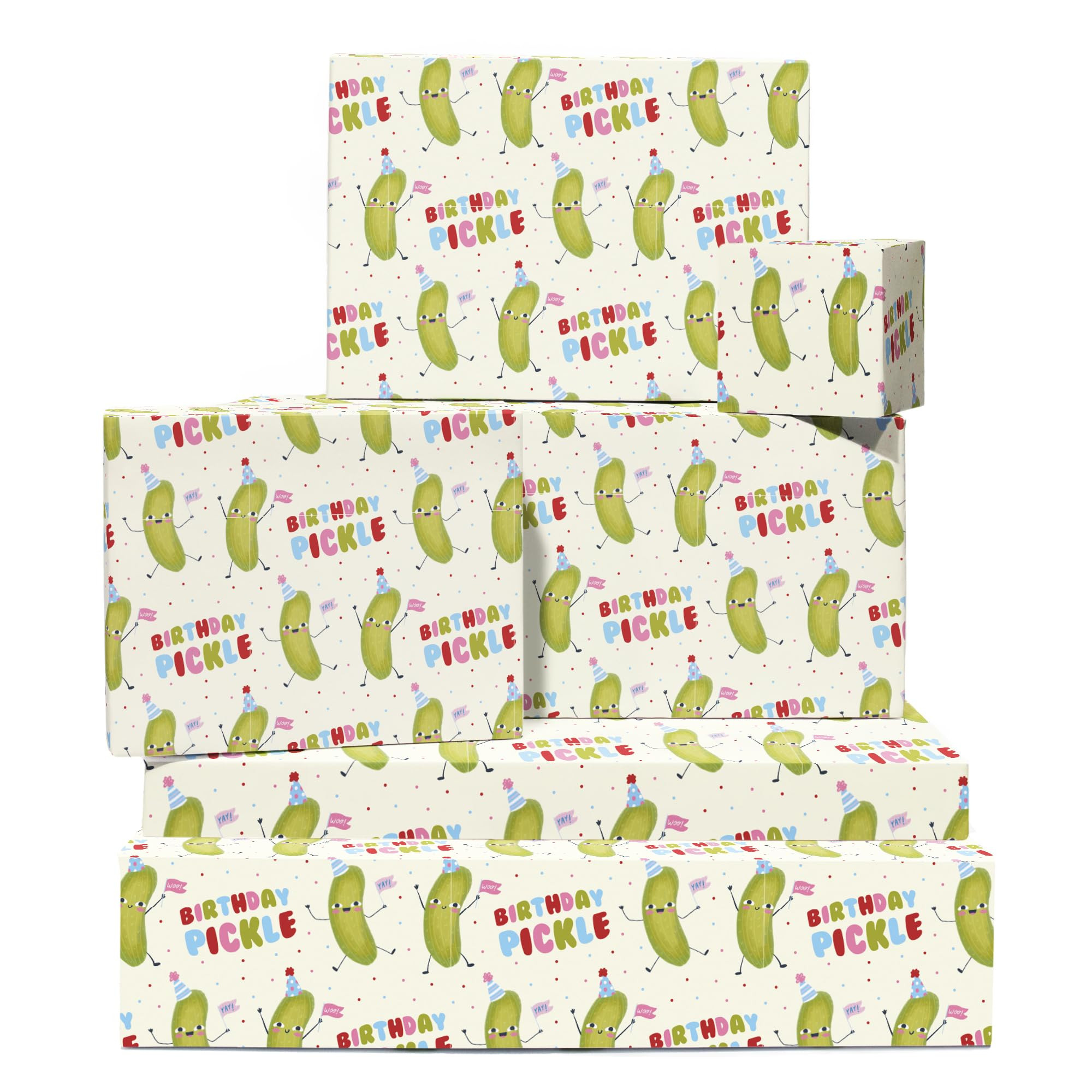 CENTRAL 23 Birthday Pickle Wrapping Paper - 6 Sheets Gift Wrap for Friends or Kids - Funny Birthd... | Amazon (US)