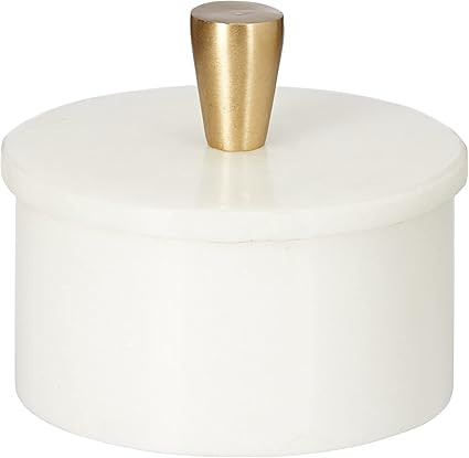 Queenza White Marble Salt Cellar with Lid and Brass Knob - 3 Inch Salt and Pepper Bowls, Ramekins... | Amazon (US)