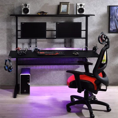 Black Gaming Desk With LED Light | Wayfair North America