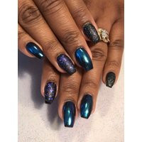 Galaxy Nails | Gel Nails Mirror & Glitter Overlay Jewels | Etsy (US)