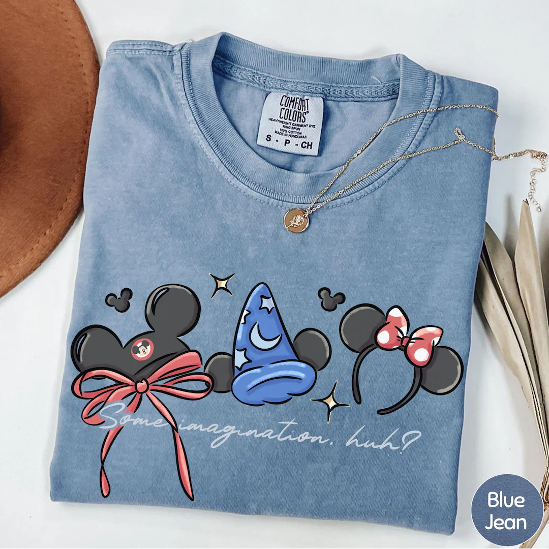Coquette Bow Mickey Sorcerer Comfort Colors Shirt, "some Imagination, Huh?" Fantasia Shirt, Micke... | Etsy (US)