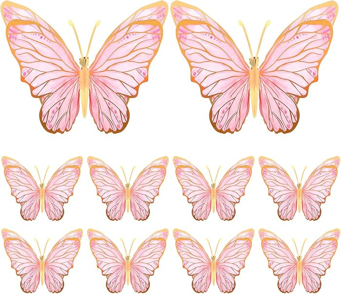 Geyee 10 Pcs Large Butterfly Centerpieces for Tables Butterfly Party Decorations 3D Paper Table T... | Amazon (US)