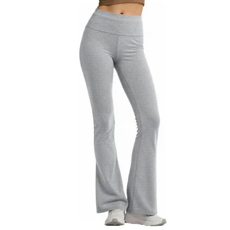 Couver Women Cotton Bootcut Wide Waistband Workout Bootleg Yoga Pants Heather Gray Medium 1 Pack | Walmart (US)