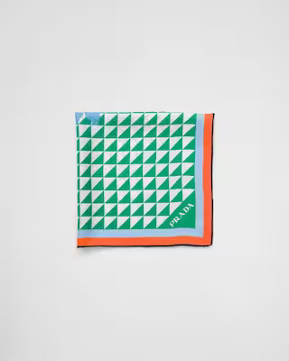 Printed silk twill scarf | Prada Spa US