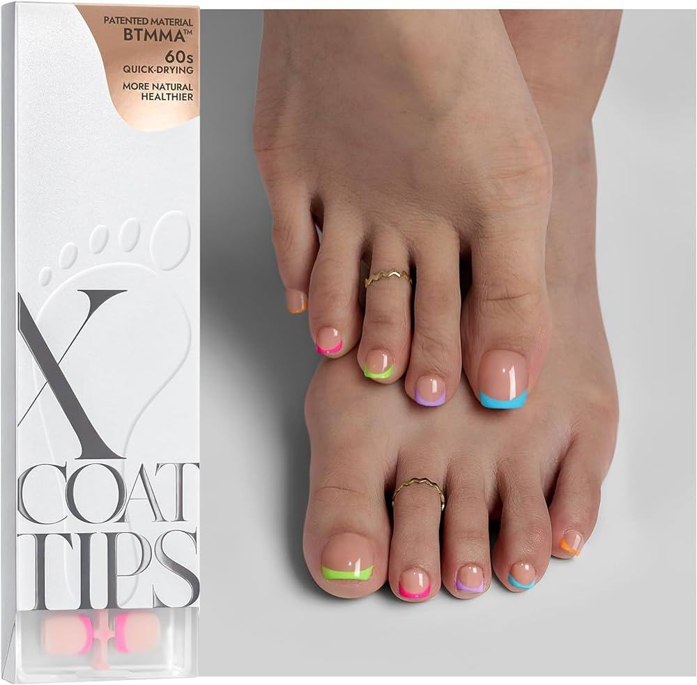 btartboxnails XCOATTIPS Toe Nail Tips - Short Brighter Pastel French Tip Press On Toenails for Wo... | Amazon (US)