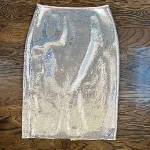 Diane Von Furstenberg Silver Sequin Pencil Skirt Size 0 | Poshmark