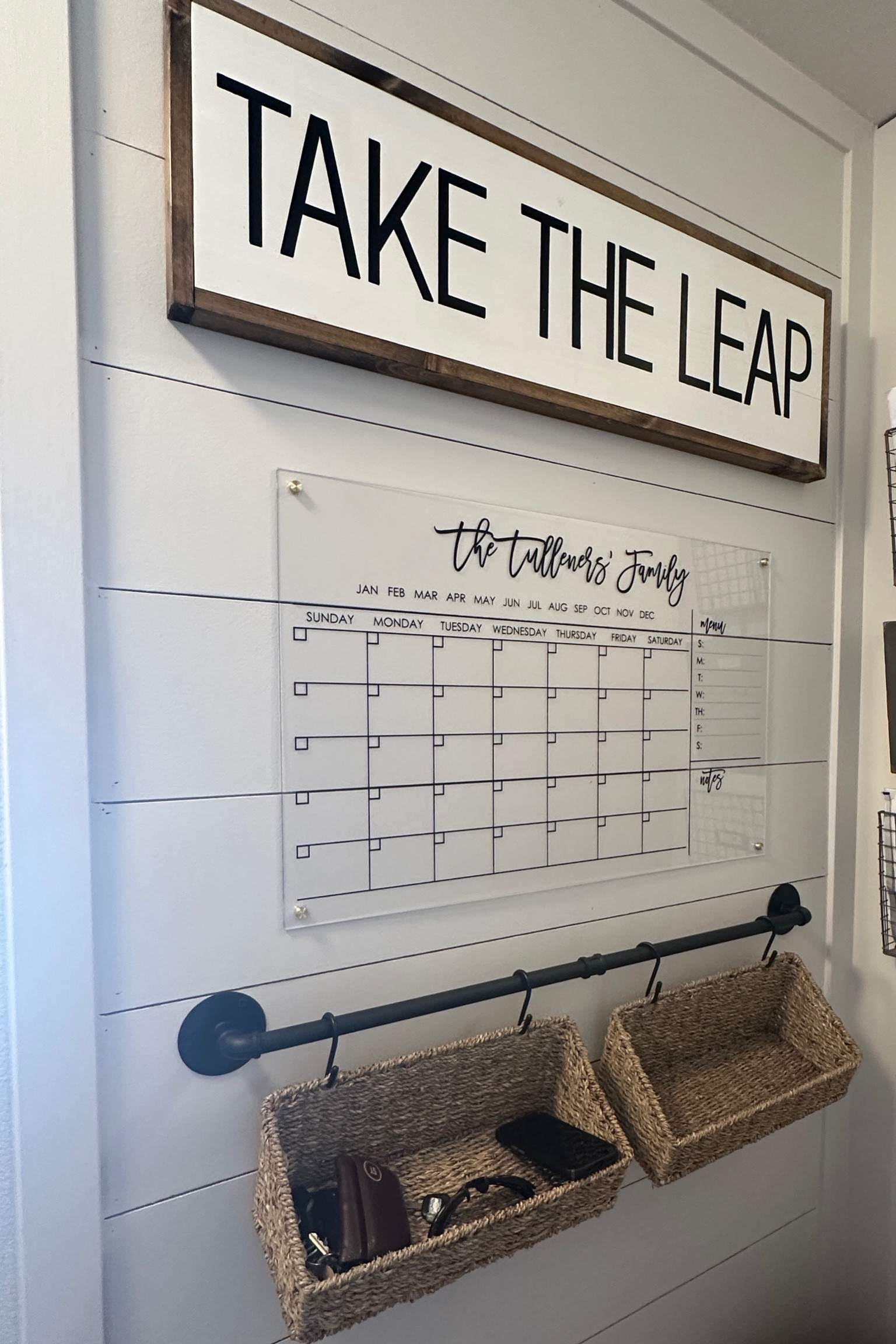 Drop station; hanging basket, mudroom, organize, command station 