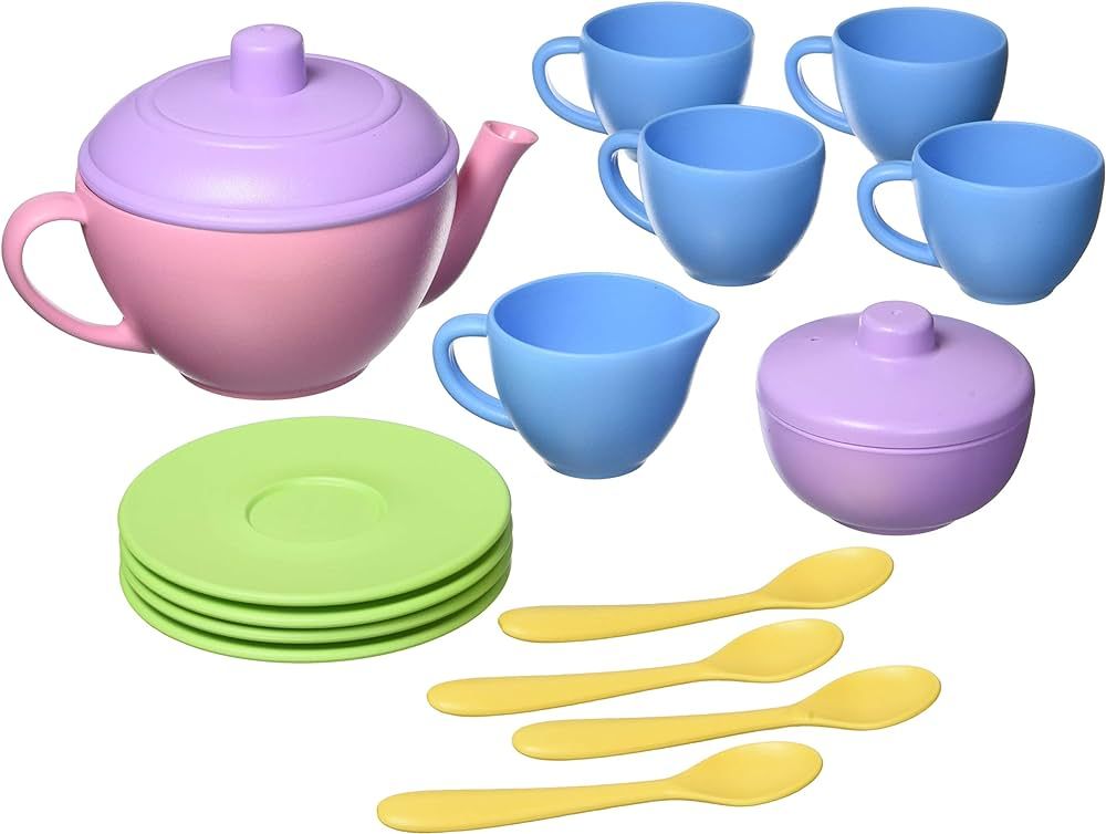 Green Toys Tea Set, Pink 4C - 17 Piece Pretend Play, Motor Skills, Language & Communication Kids ... | Amazon (US)