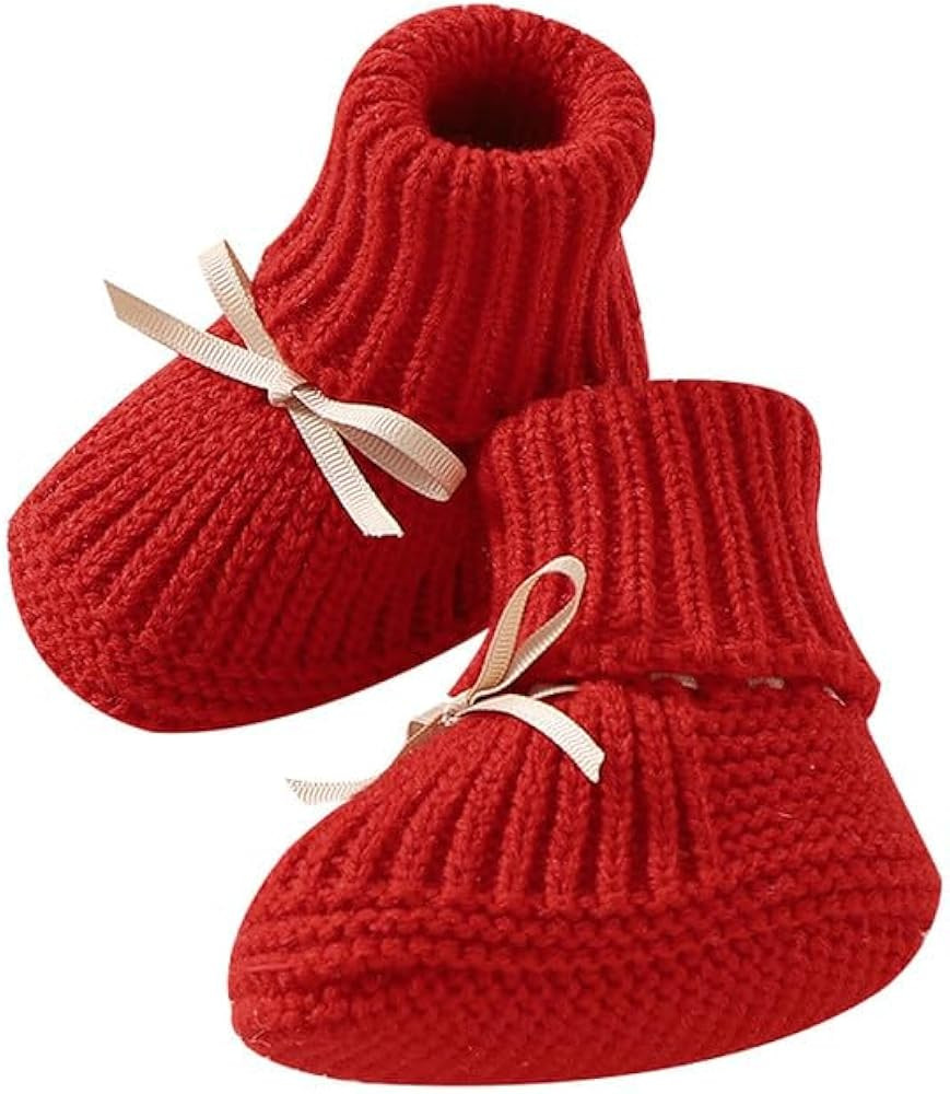 LAWKUL Baby Booties Newborn Babe First Walkers Non-Slip Stay On Boots Crib Shoes Sock Warm Knit B... | Amazon (US)