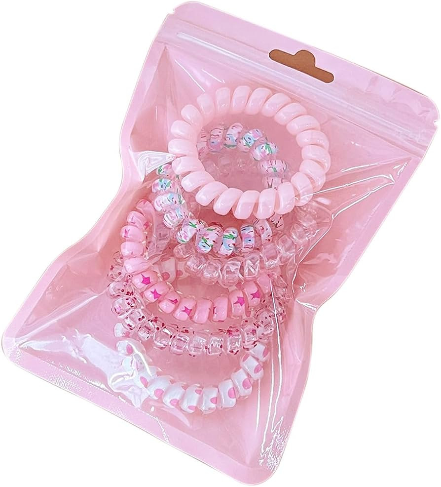 Waterproof Spiral Hair Ties, 6pcs/set Multicolour Ponytail Holders For Woman Girls Telephone Cord... | Amazon (US)