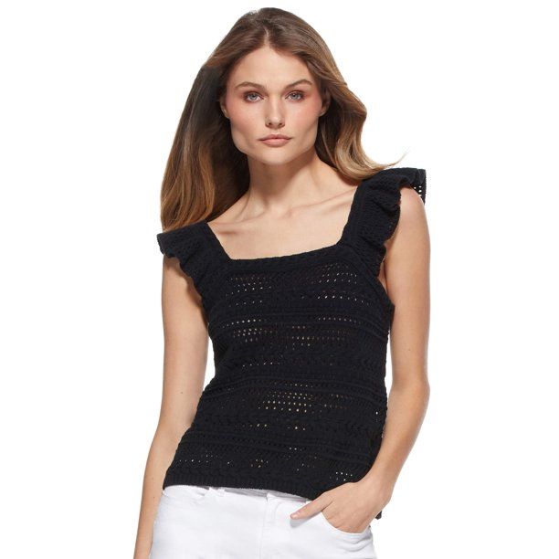 Scoop Women’s Crochet Flutter Sleeve Tank | Walmart (US)