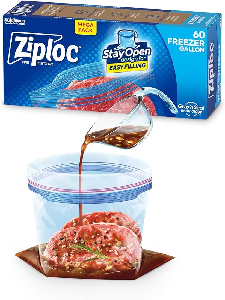 Ziploc Gallon Food Storage Freezer Bags, New Stay Open Design with Stand-Up Bottom, Easy to Fill,... | Amazon (US)