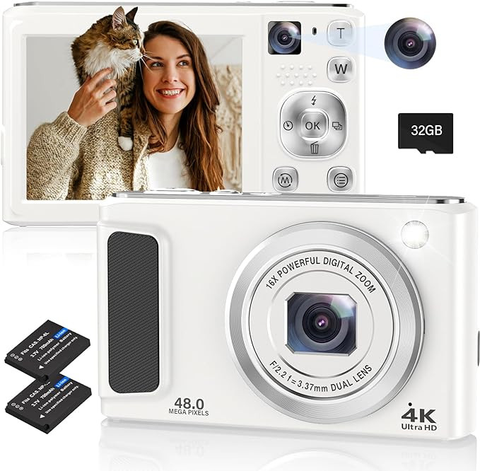 4K Digital Camera, 48MP Autofocus Cameras for Photography,Vlogging Compact Camera with Front and ... | Amazon (US)