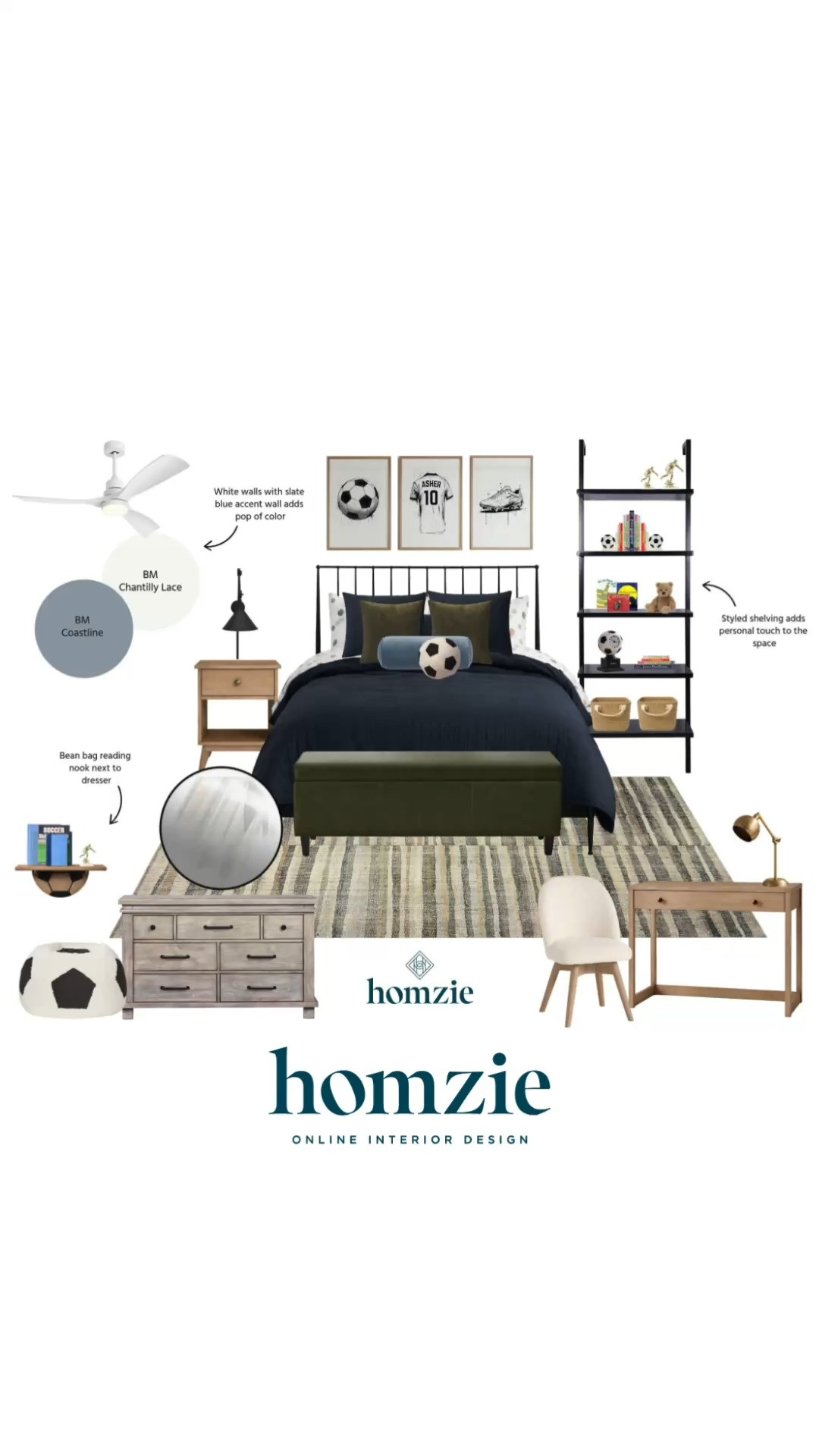 boy's bedroom design featuring bed frame, bedding, accent pillows, nightstands, wall art, decor, etc.

#LTKHome #LTKFinds #LTKFavorites #HomeStyleDaily 

 #LTKHome
