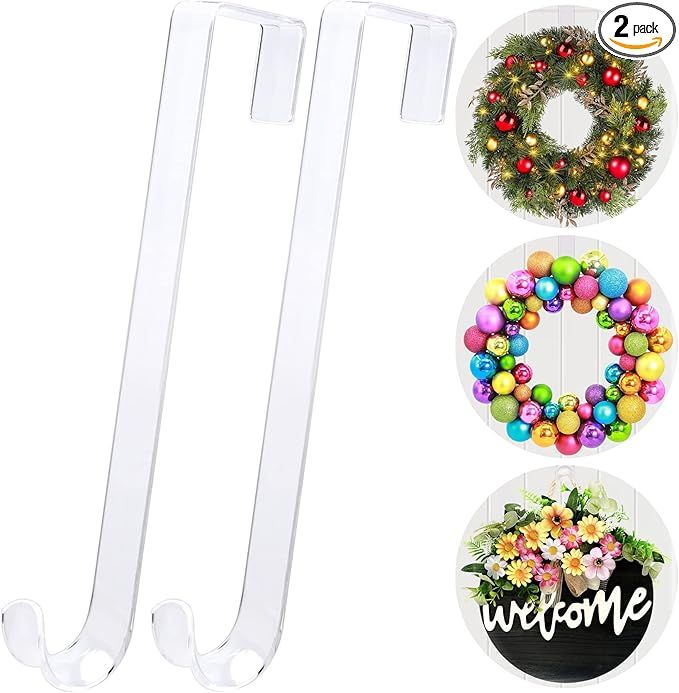 15 in Wreath-Hanger Clear Over The Door Hooks,Wreath-Door-Hanger 2 Pack Fall Wreath Christmas Hallow | Amazon (US)