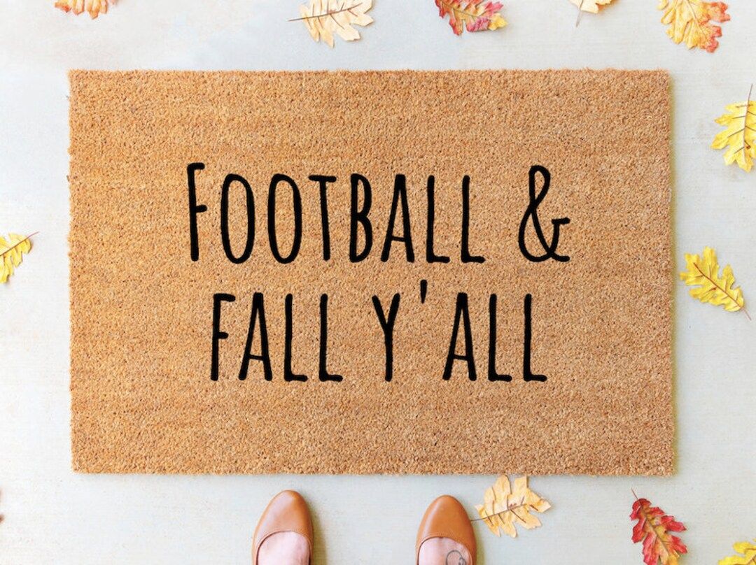 Football and fall y'all, fall decor, fall doormat, football season, fall, doormat, farmhouse fall... | Etsy (US)