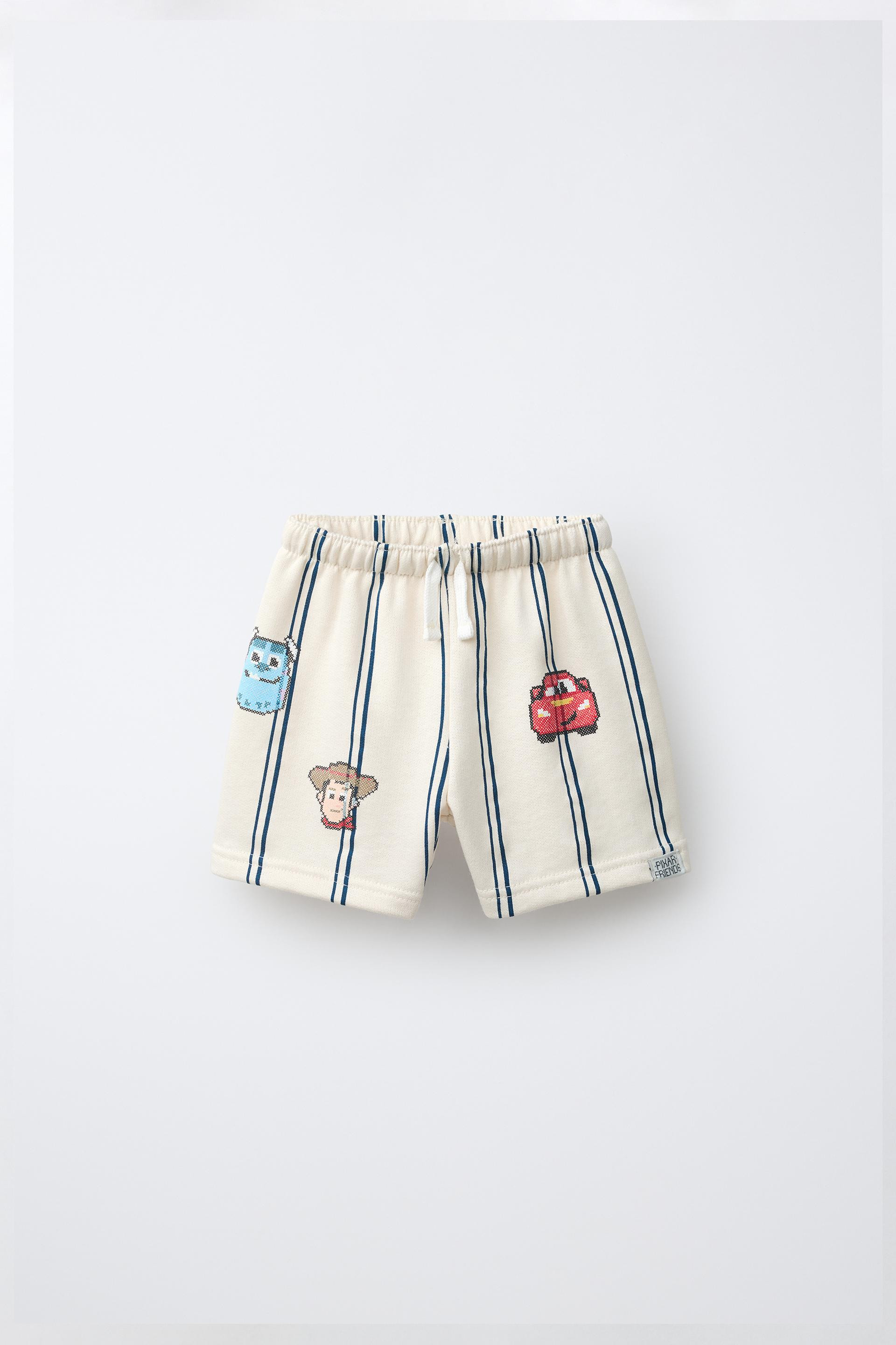 Zara - Toy Story © Disney/Pixar Embroidered Striped Shorts - Ecru - 2 Years (36,2 Inches) - Kids | Zara US