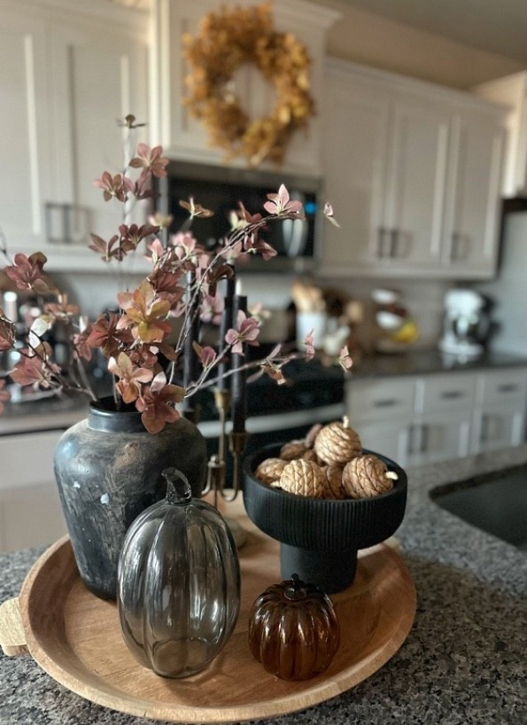 Fall kitchen tray styling- fall stems, fall
Pumpkins, fall arrangement 

#LTKStyleTip #LTKHome #LTKSeasonal