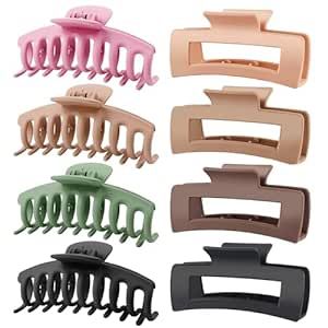 TOCESS 8 Pack Big Hair Claw Clips for Women Large Claw Clip for Thin Thick Curly Hair 90's Strong... | Amazon (US)