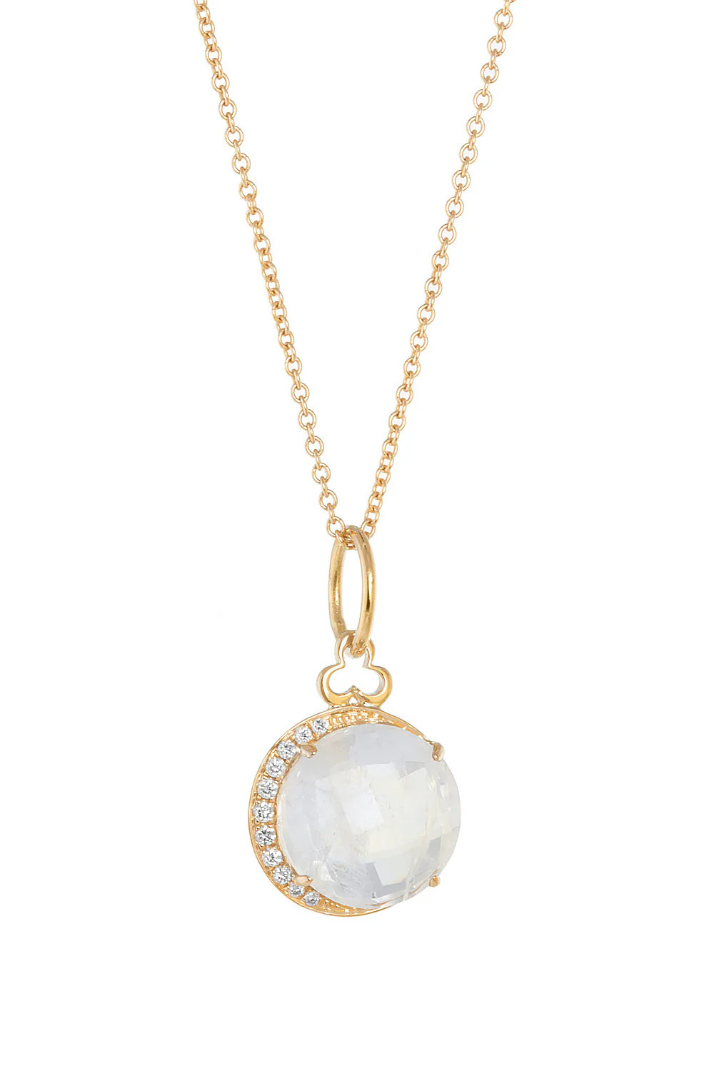 Moonstone Moon Charm in 18k Gold | Diamonds | Devon Woodhill