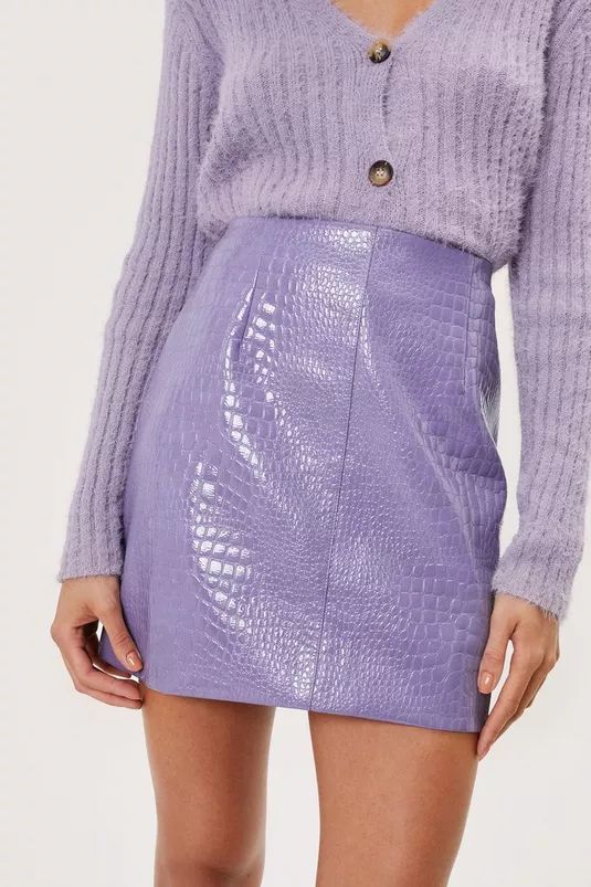 Lilac Croc Pu Mini Skirt | NastyGal (FR)