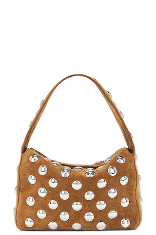 KHAITE Elena Suede Small Studded Bag in Mud & Silver | FWRD | FWRD 