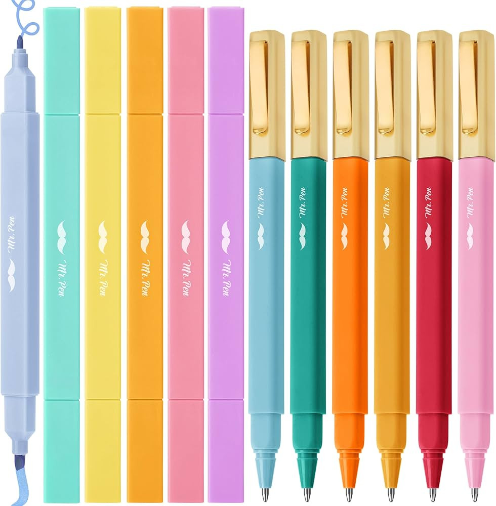Mr. Pen- Dual Tip Aesthetic Highlighters and Pens No Bleed, 12Pack, Assorted Colors Bible Highlig... | Amazon (US)
