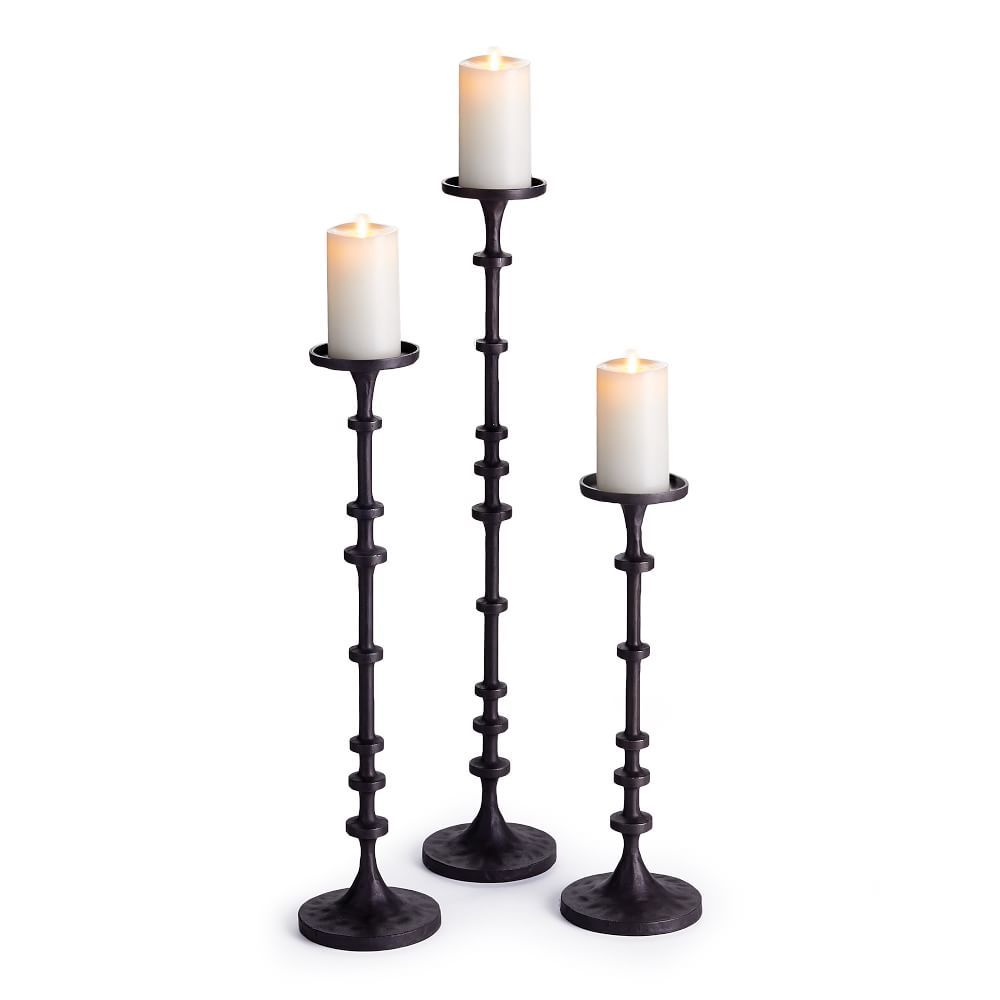 Abacus Bronze Pillar Candleholders | West Elm (US)