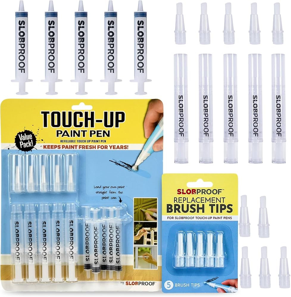 Slobproof Refillable Touch-Up Paint Pen and Brush Tips Bundle - 5 in 1 Pack with Precision Small ... | Amazon (US)
