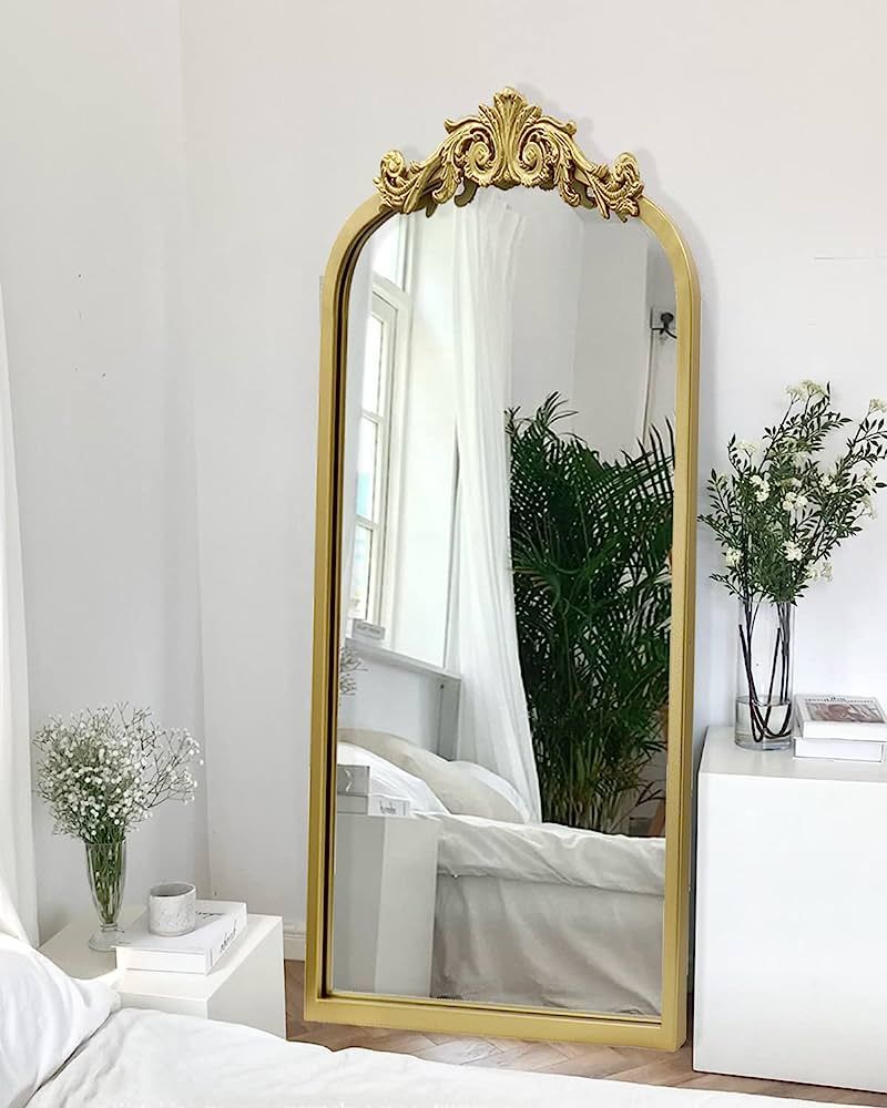 AIXI HOME Arendahl Traditional Gold Arched Full Length Mirror, 22"x65" Carved Elegant Floor Vinta... | Amazon (US)