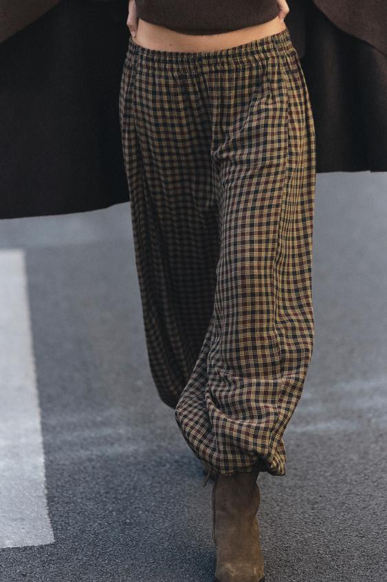Zara - Plaid Parachute Pants - Multicolored - S - Woman | Zara Canada