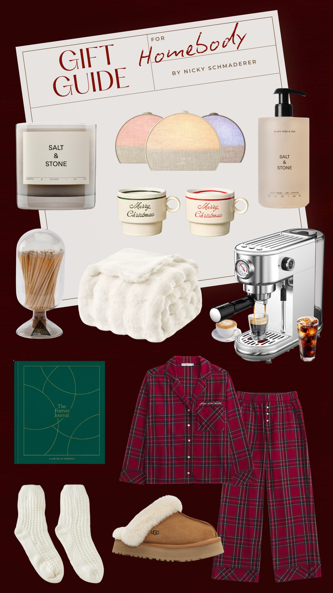 Gift guide for the homebody's in your life. Cosy flannel pajama set, ugg slippers, home fragrances, and sleep essentials.  

 

#LTKCyberWeek #LTKGiftGuide #LTKHoliday