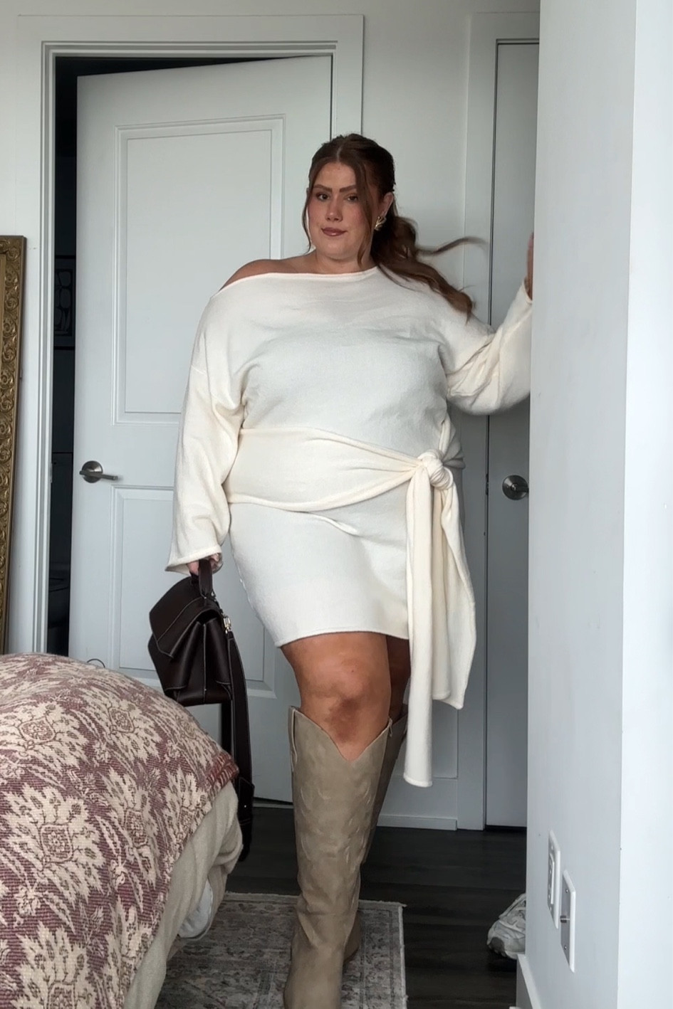 Plus size knit off the shoulder wrap dress from Eloquii! Fall outfit inspo

#LTKmidsize #LTKautumn #LTKplussize