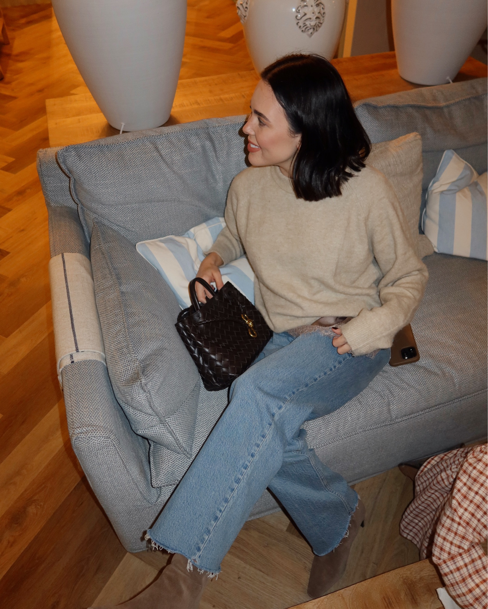 casual dinner outfit 🤎 

Jeans, lace top, knit, zara, staycation outfit, evening outfit, jeans and nice top 
, suede boots 

#LTKwinter #LTKuk #LTKautumn