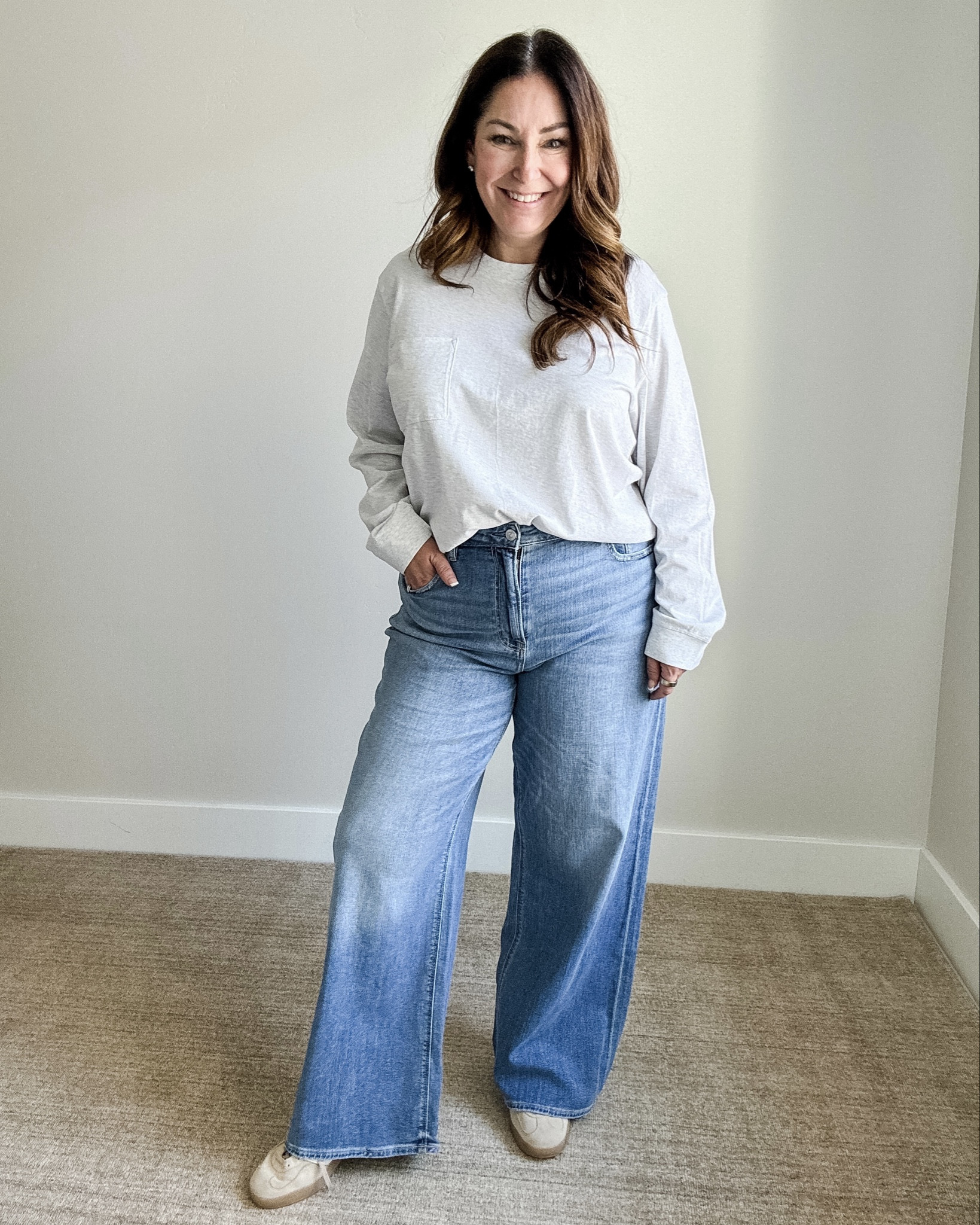 Casual Staple Fall Everyday Outfit | Wearing tee tts, L and Jeans size down if in between 12R #americaneagle #midsizefall #falloutfit #staplewardrobe

#LTKMidsize #LTKSeasonal #LTKOver40