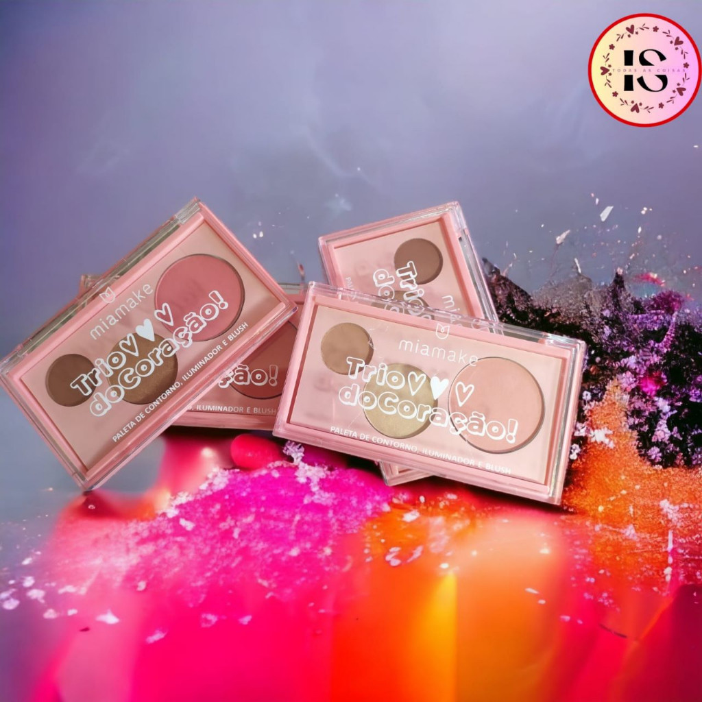 PALETA DE CONTORNO, BLUSH E ILUMINADOR TRIO DO CORAÇÃO | Shopee (BR)