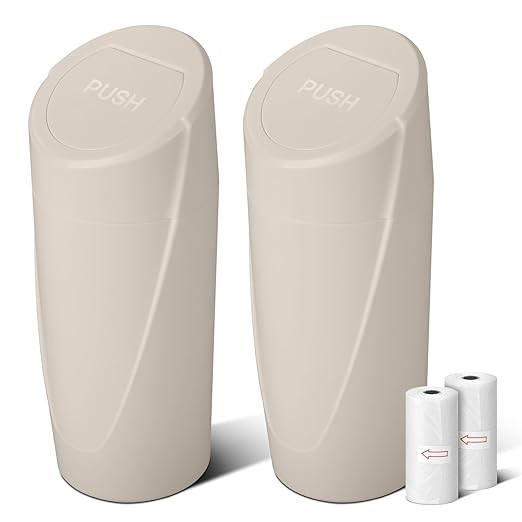 Car Trash Can Bin with Lid - 2 Packs Car Garbage Can Cup Holder-Light Beige Mini Leakproof Vehicl... | Amazon (US)