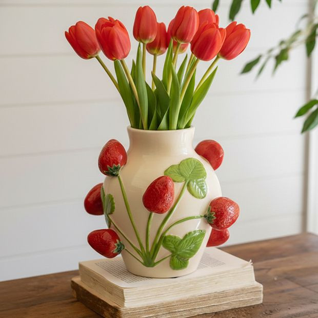 Sprouting Strawberries Ceramic Vase | Antique Farm House