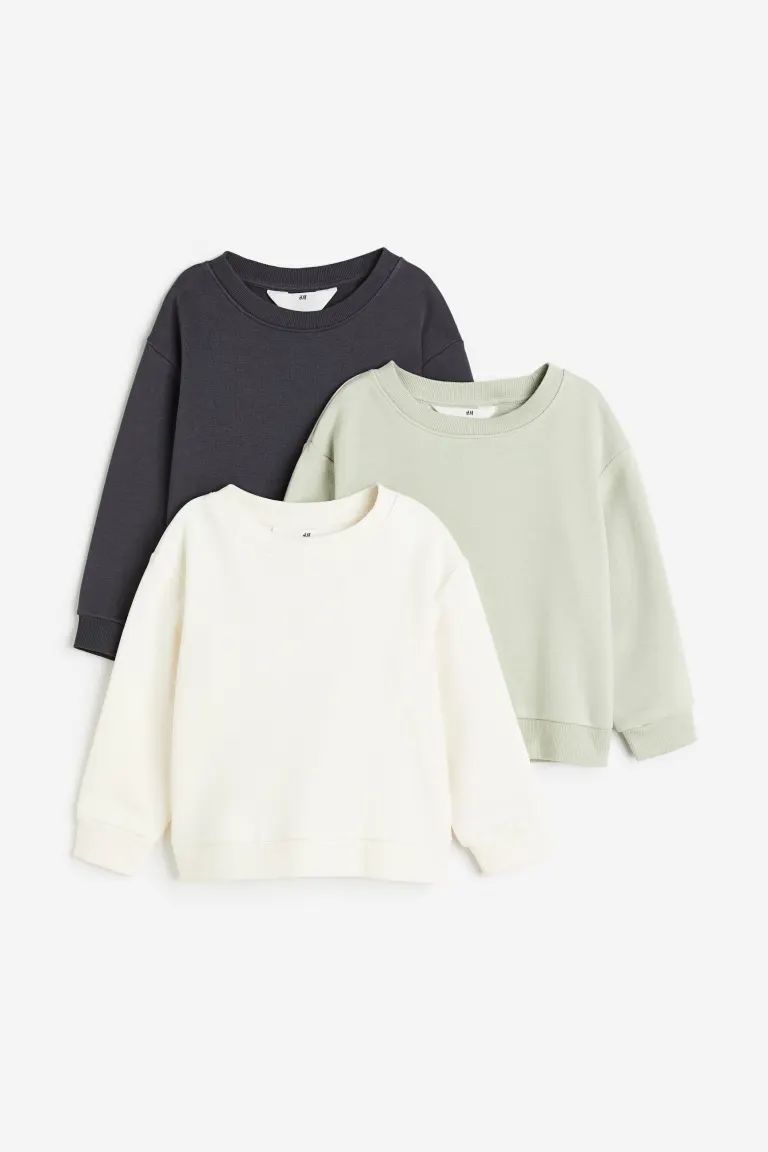 3-pack Sweatshirts - Light green/dark gray - Kids | H&M US | H&M (US + CA)