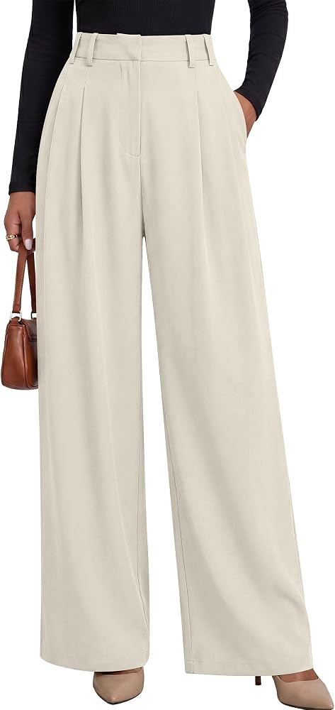 ANRABESS Womens Wide Leg Dress Pants High Waisted Trousers | Amazon (US)