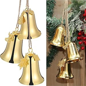 3-Piece Set of Large Christmas Bell Ornaments Christmas Tree Hanging Ornament Metal Indoor and Ou... | Amazon (US)