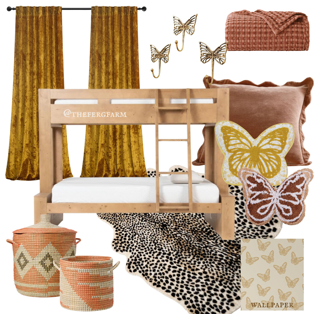 Boho Butterfly Girls Bunk Room #bunkbed #butterfly #boho #dollyinspired  

 #LTKHome #LTKStyleTip #LTKKids