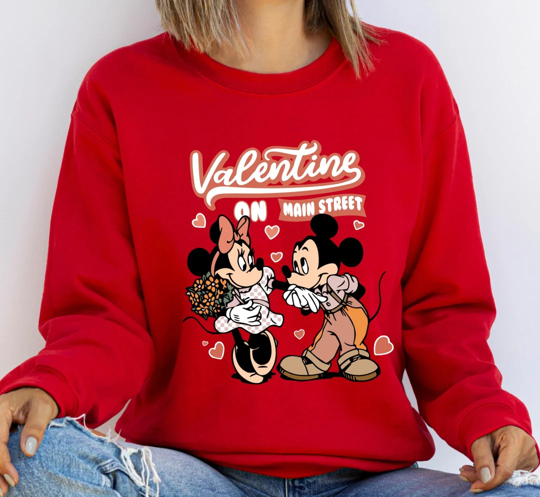 Retro Valentines Day Sweater, Disneyland Valentine Sweat, Cute Valentine Main Street Shirt, Disne... | Etsy (US)
