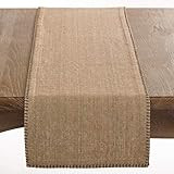 Saro Celena Collection Whip Stitched Design Cotton Table Runner, 13" x 72", Natural | Amazon (US)