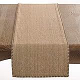 Saro Celena Collection Whip Stitched Design Cotton Table Runner, 13" x 72", Natural | Amazon (US)