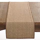 Saro Celena Collection Whip Stitched Design Cotton Table Runner, 13" x 72", Natural | Amazon (US)
